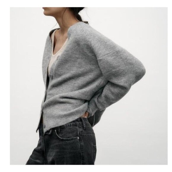 Zara Softknit Cardigan Grey Size M - Picture 7 of 8